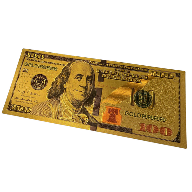 Gold Plated 7 Piece 100 Dollar Bill Benjamins
