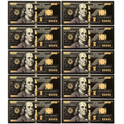 Black Gold Plated 10 Piece 100 Dollar Bill Benjamins