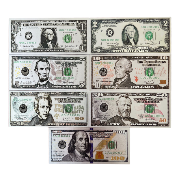 Silver Foil 7 piece USA Money Set