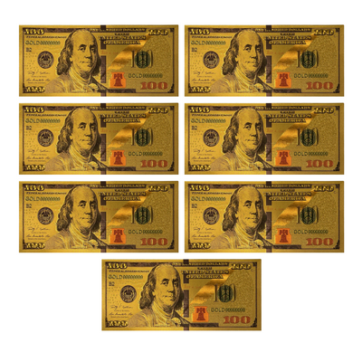 Gold Plated 7 Piece 100 Dollar Bill Benjamins